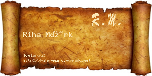 Riha Márk névjegykártya